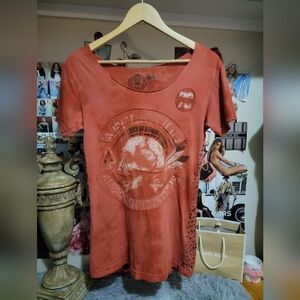 Affliction Tribal Skull Embellished Graphic Tee